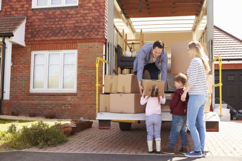Office relocation planning in Hillingdon with moving boxes and workspace organisation