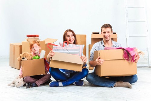 Office furniture and equipment prepared for a commercial move