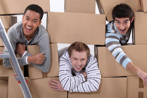 Professional movers handling household furniture during a local relocation