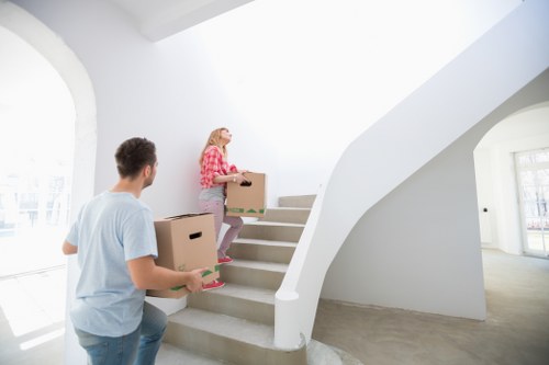 Packed student belongings ready for collection from a Hillingdon property